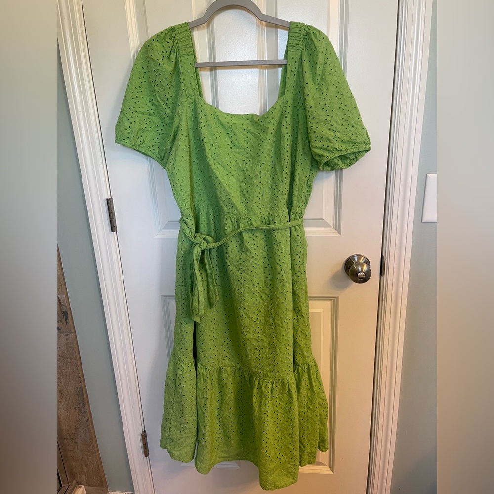 Draper James Soft Green Eyelet Midi Dress